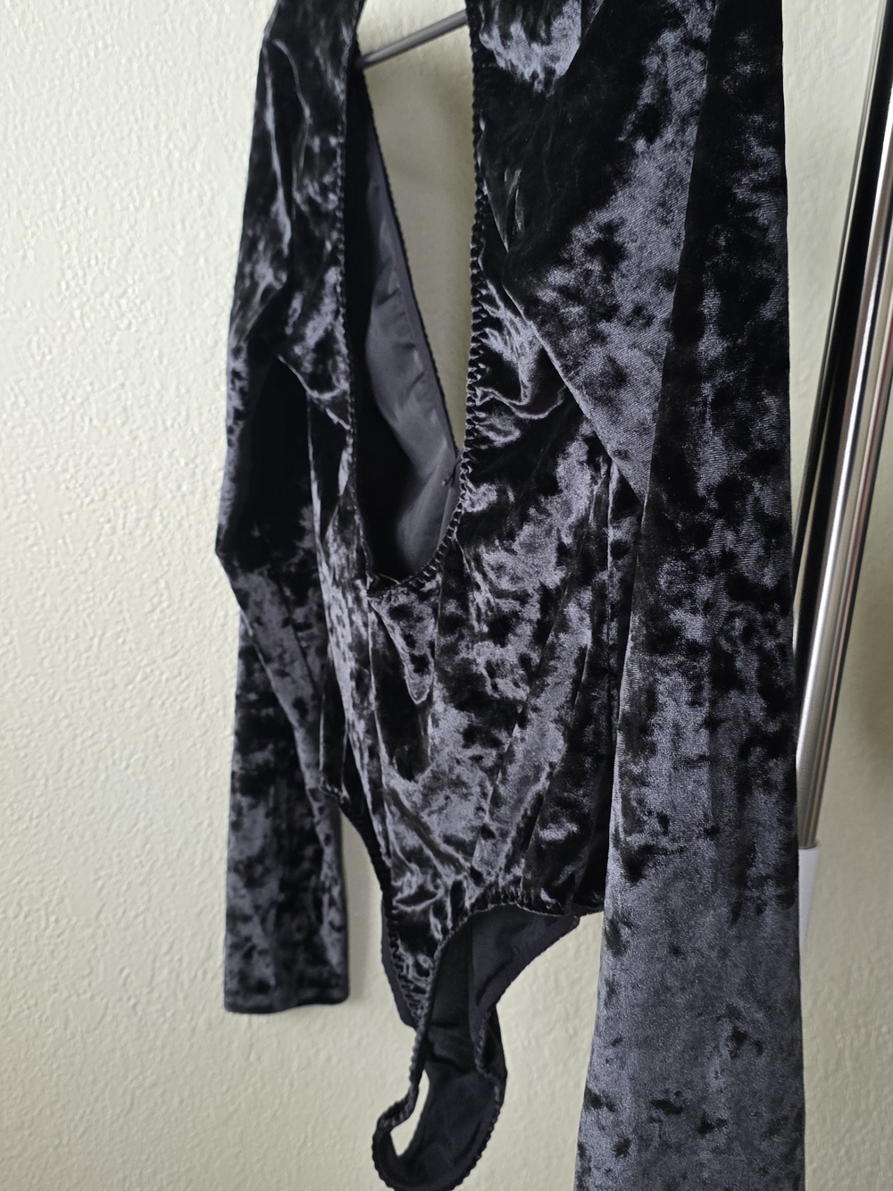 Black Velvet Long-Sleeve Bodysuit